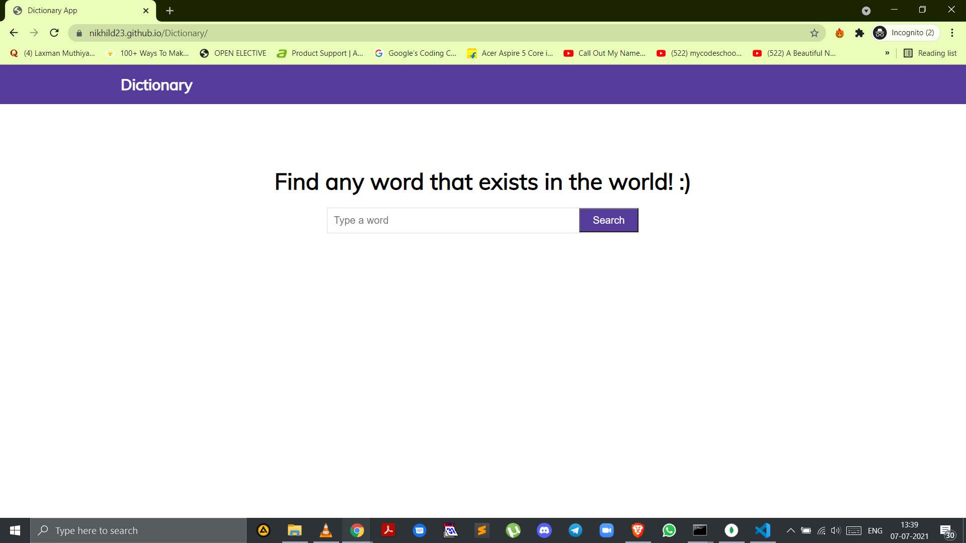 GitHub - NikhilD23/Dictionary: This is a Dictionary Web App which gets ...