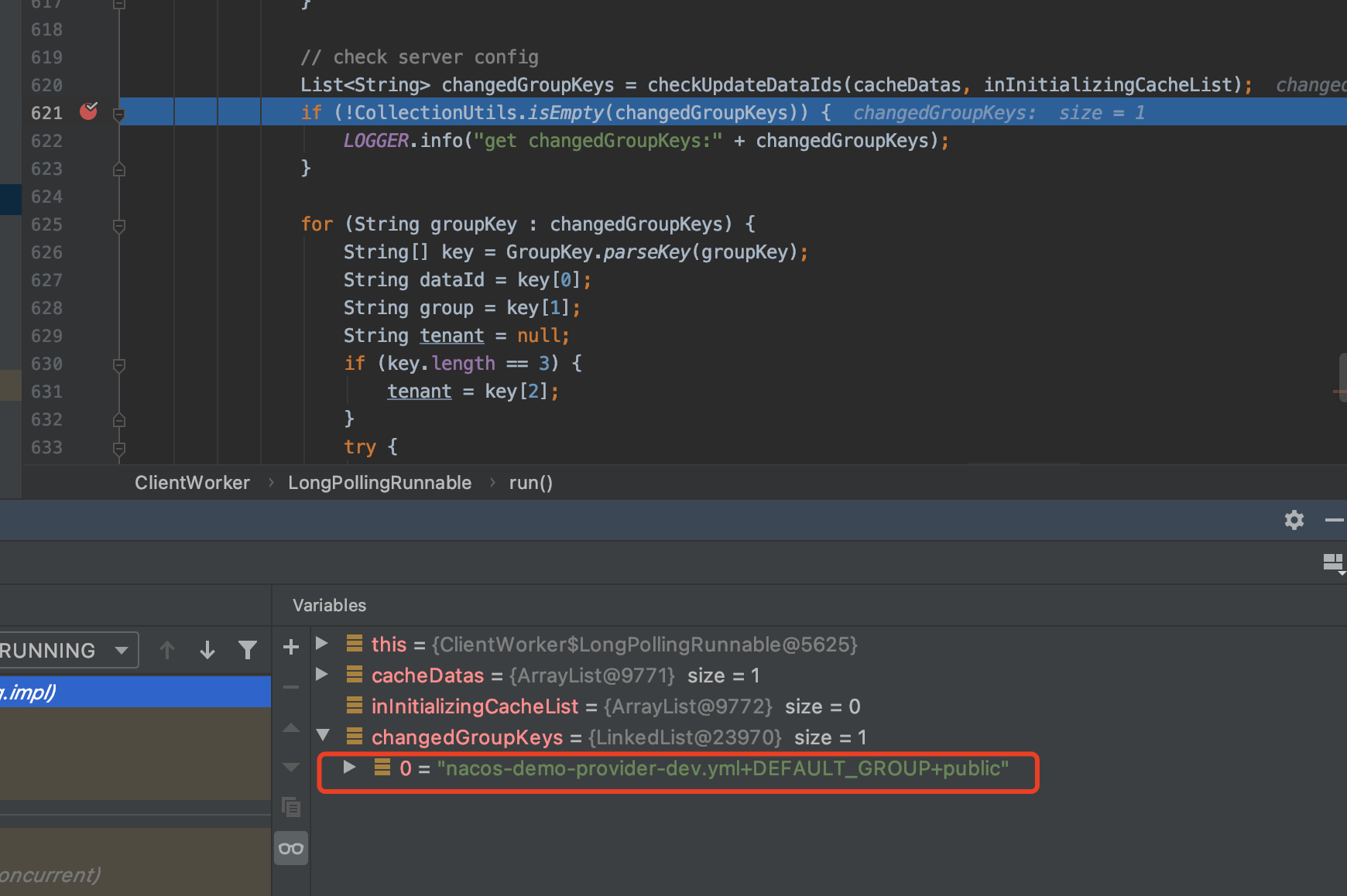 When config client uses 'public' namespace the server always responds ...