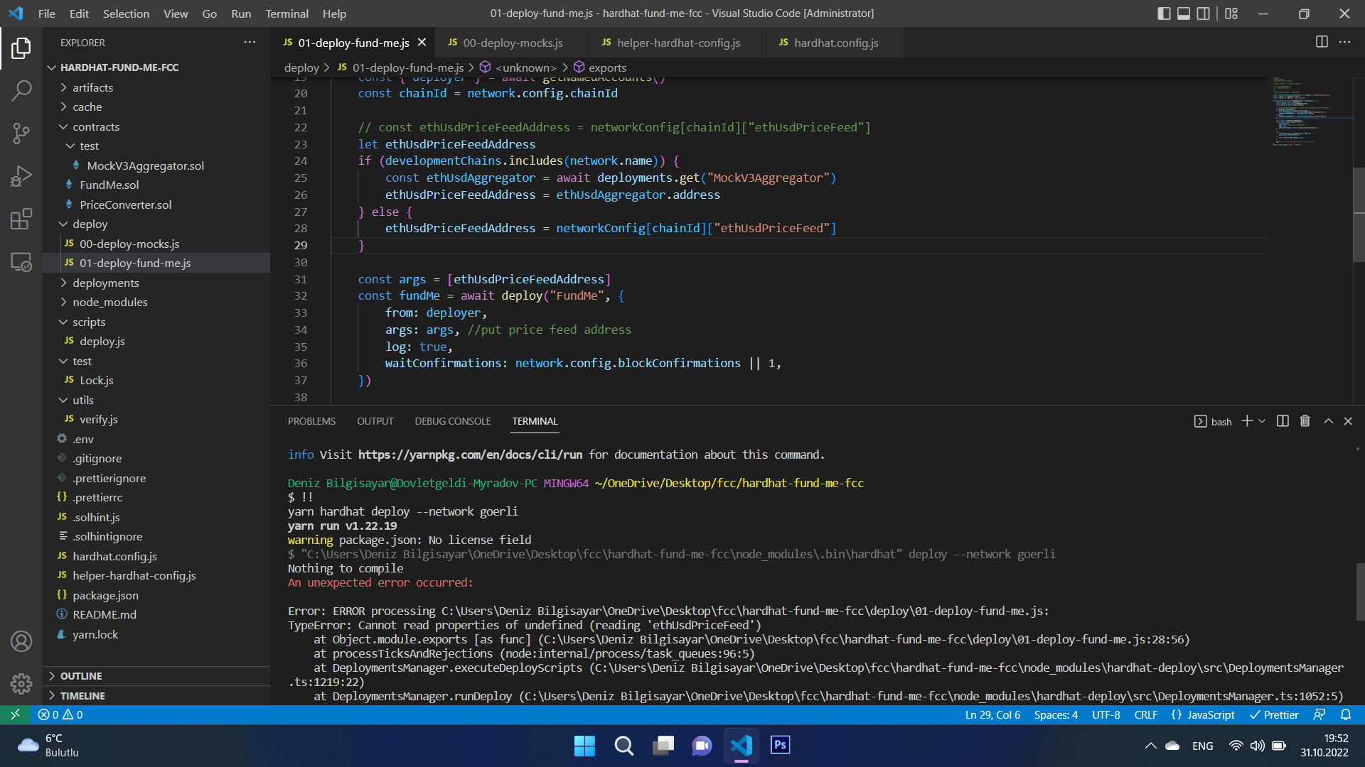 Lesson 7 cannot read properties of undefined · smartcontractkit full ...