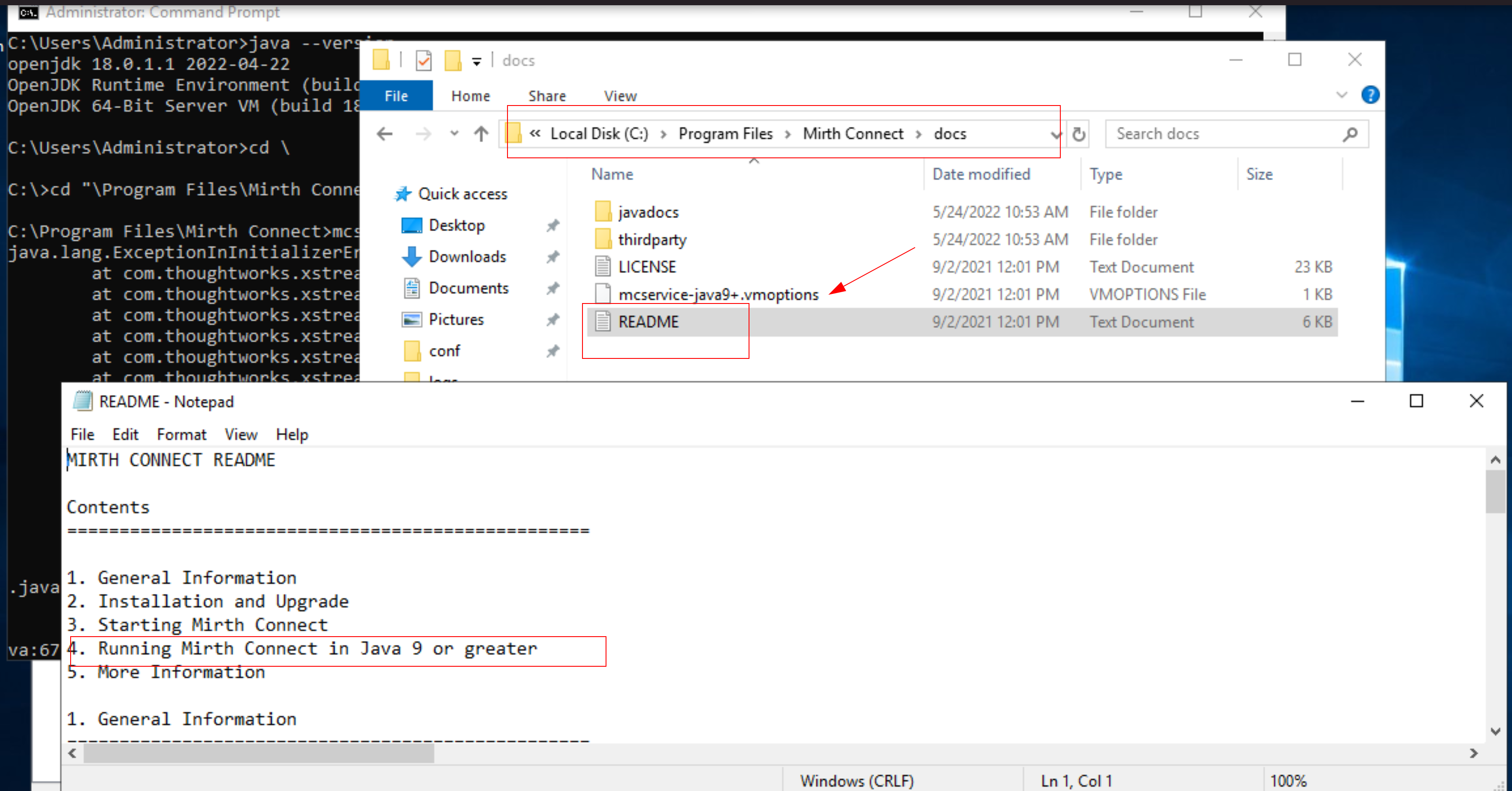 "The Mirth Connect Service could not be started." - how to start it ...