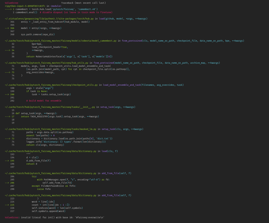 loading CamemBert from torch.hub · Issue #1829 · facebookresearch ...