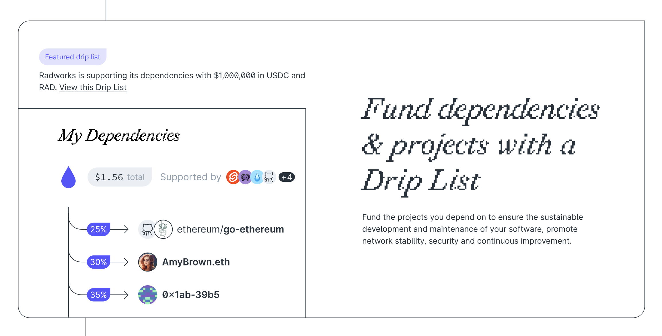 Add live Drip List on landing page · Issue 704 ·