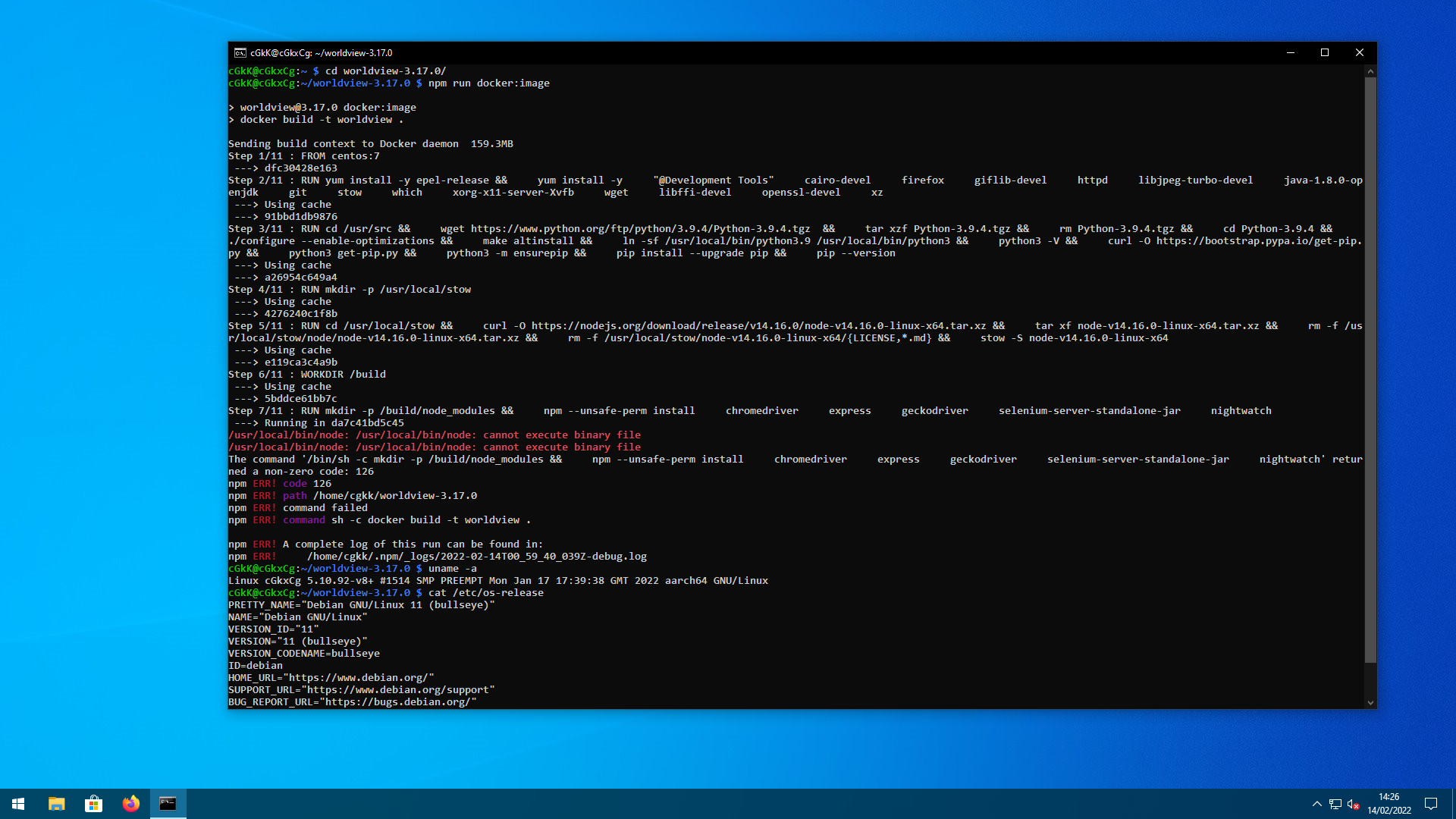 Node: cannot execute binary file · Issue #3814 · nasa-gibs/worldview ...
