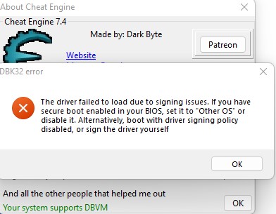 DBK error, can not start Ultimap, please help me · Issue #2301 · cheat ...