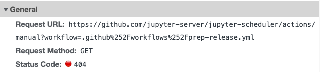 github manual workflow form hangs on 404 · Issue #479 · jupyter-server ...