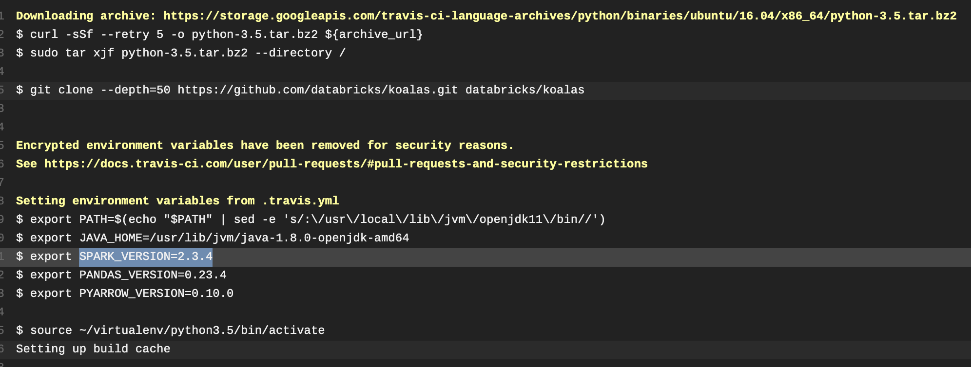 Change pyspark version to 2.4 for python3.5 in travisCI. · Issue #1098 ...