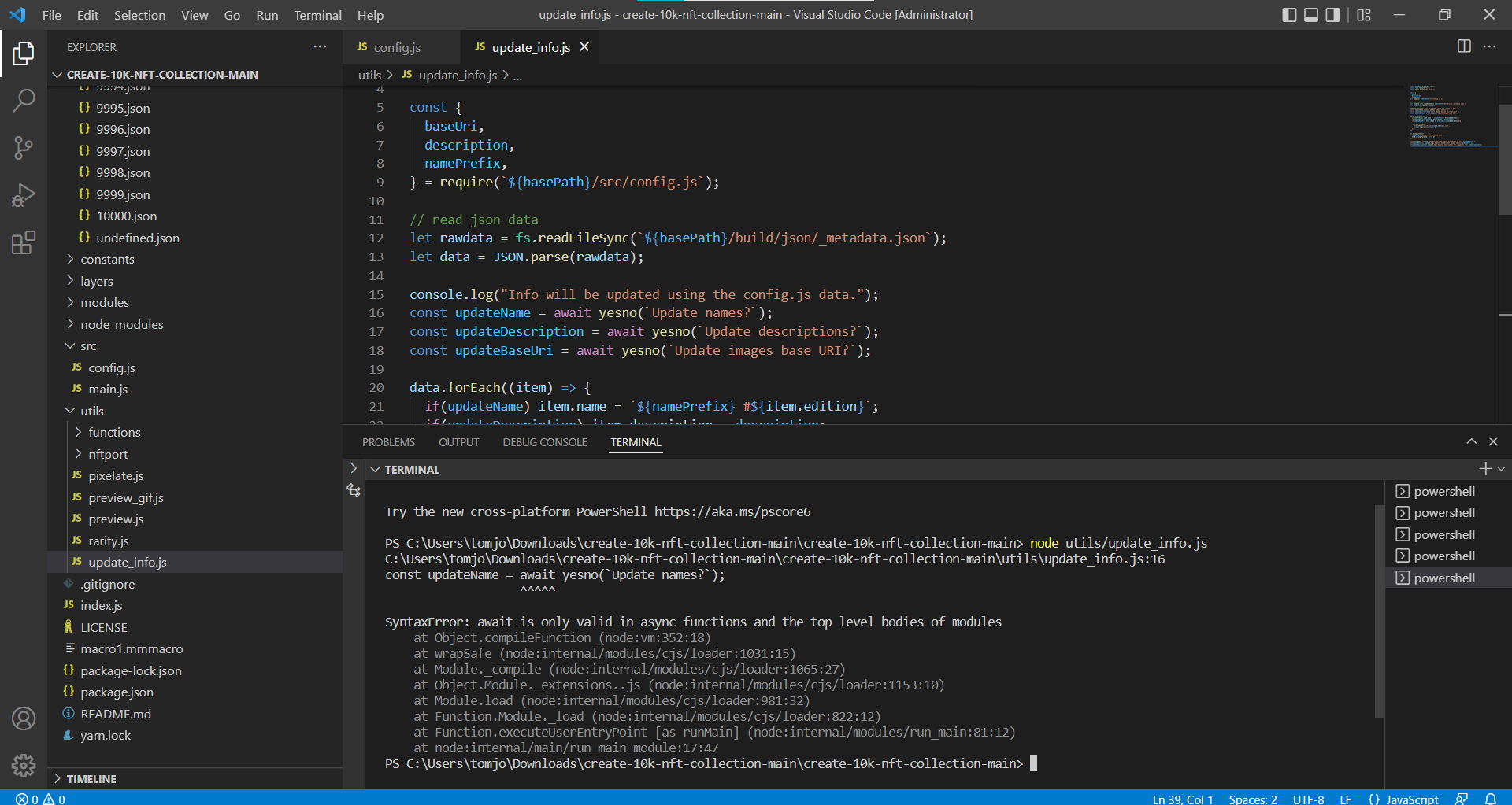 Update Metadata JSON File Error Issue 1093 HashLips hashlips art