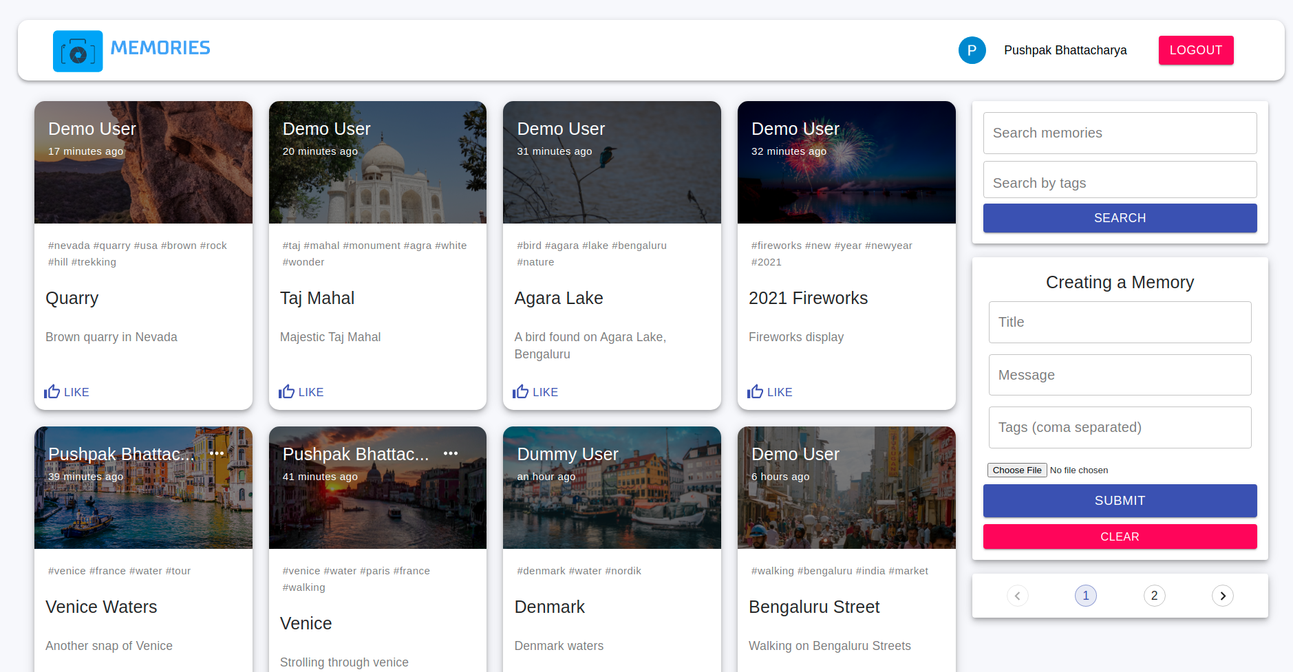 GitHub - PushpakB3096/memories: Memories is a simple social media ...