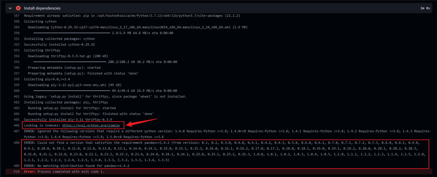 looks pandas==1.4.2 can't install success with github actions workflow ...