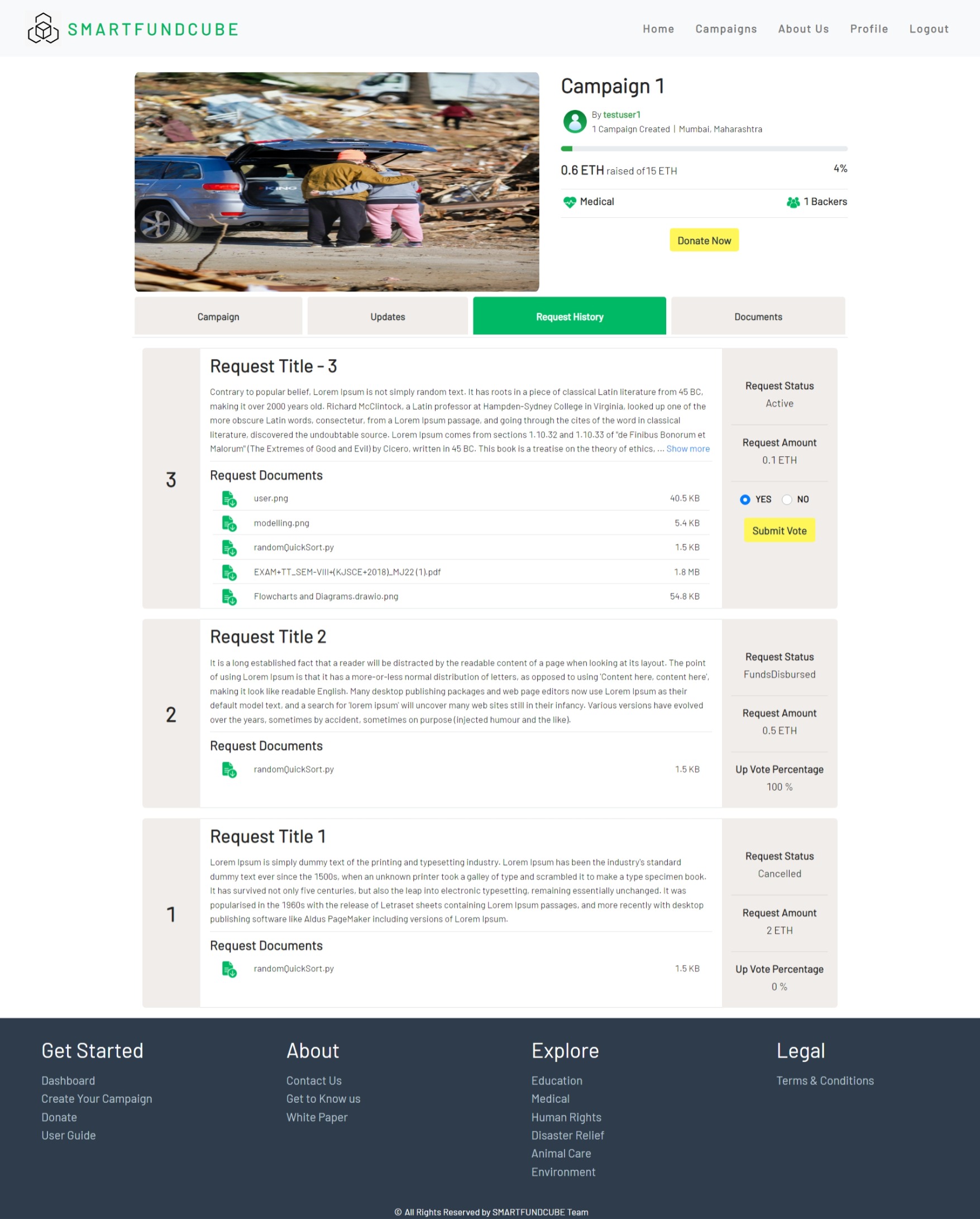 Request History - User Donation