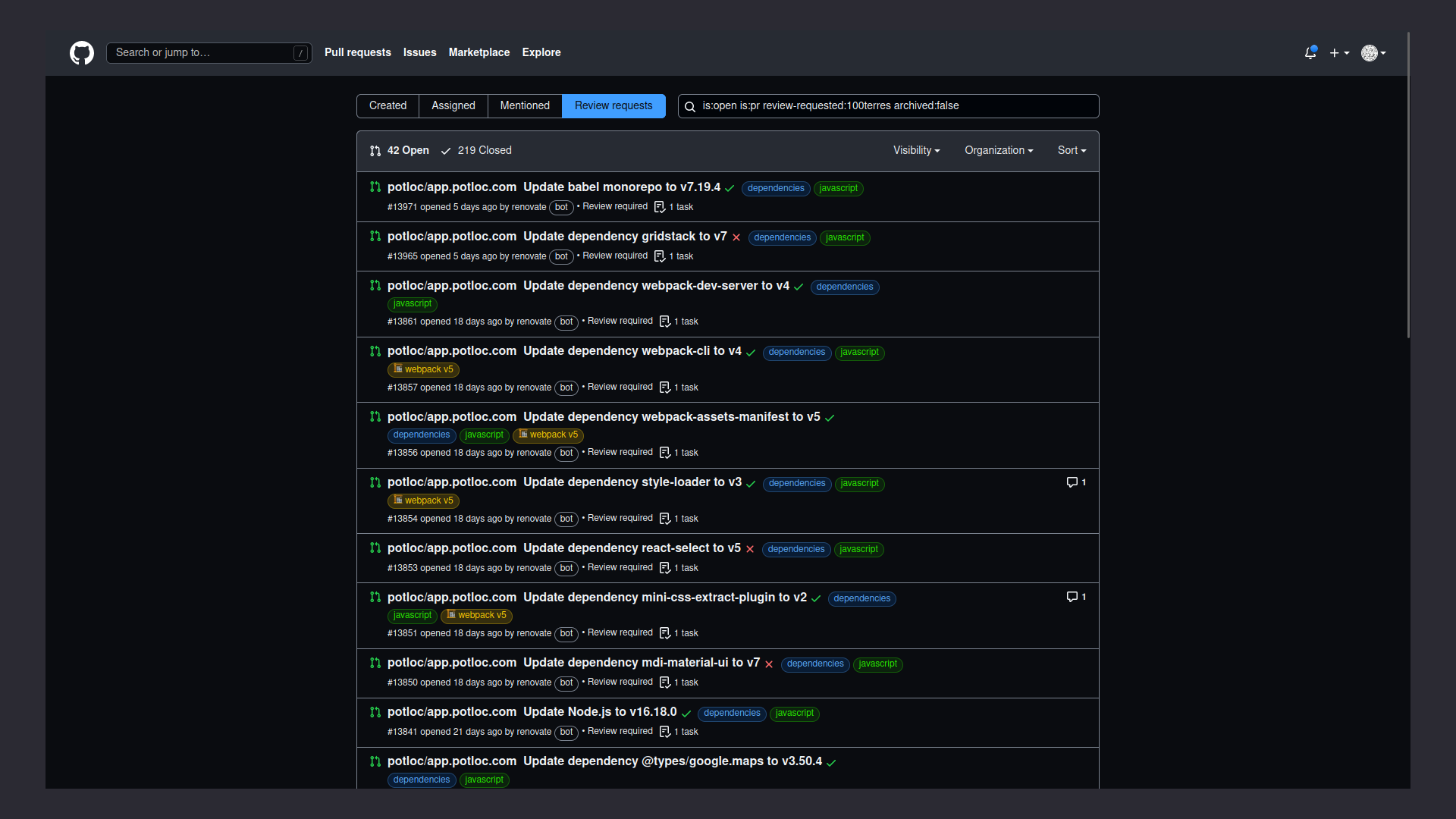 Quick action to remove self from as a requested reviewer from the