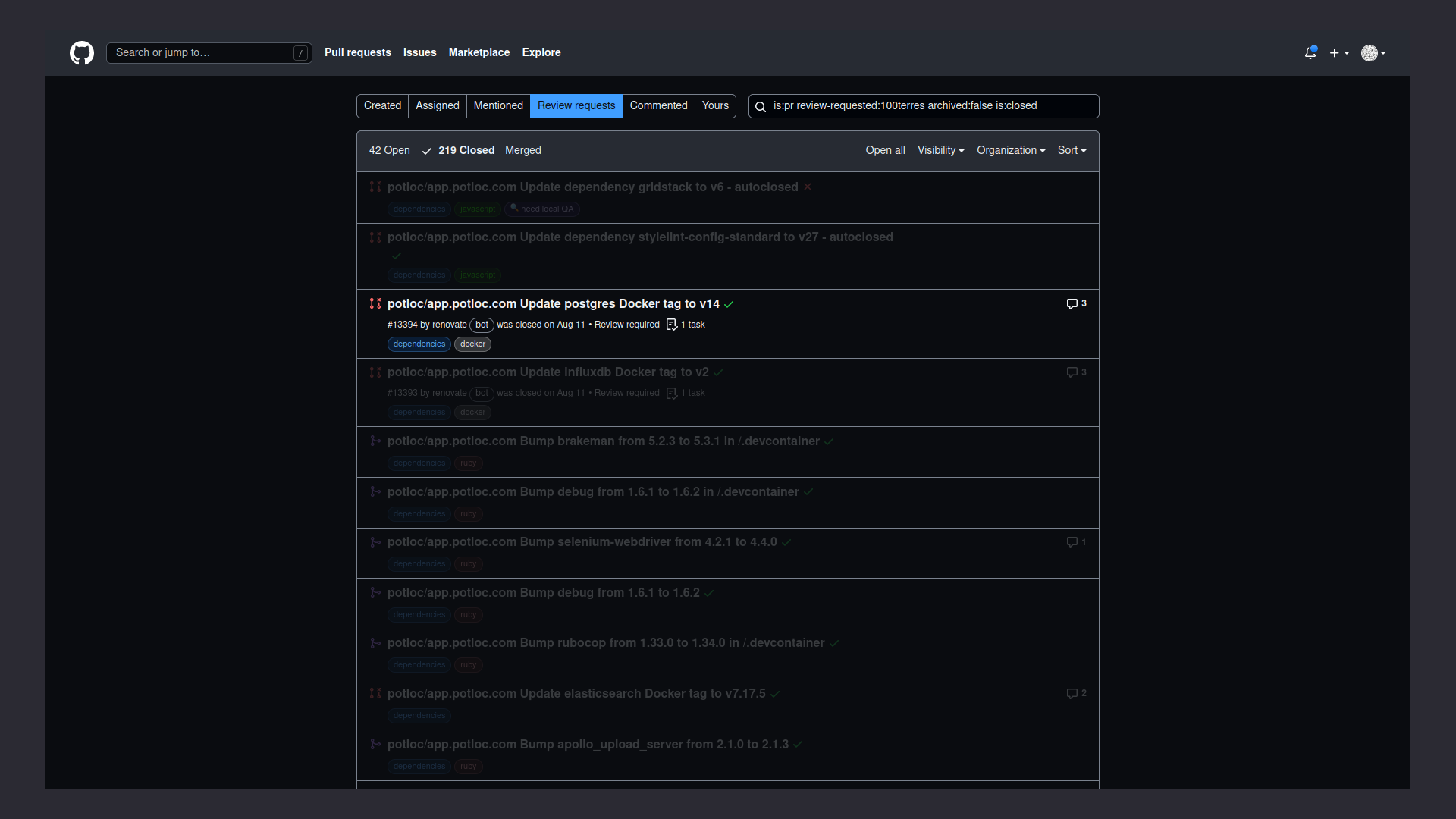 Quick action to remove self from as a requested reviewer from the