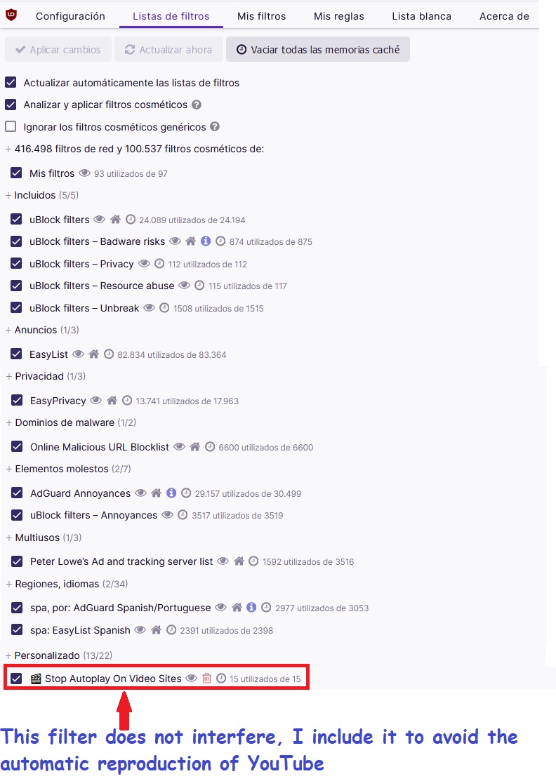 Filtros Predeterminados