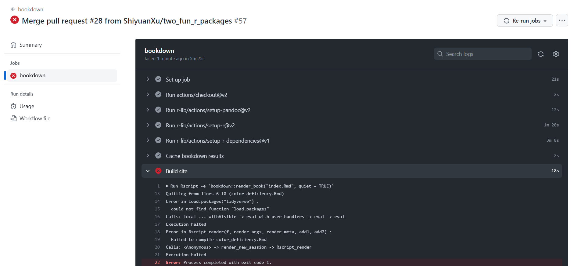 failure message