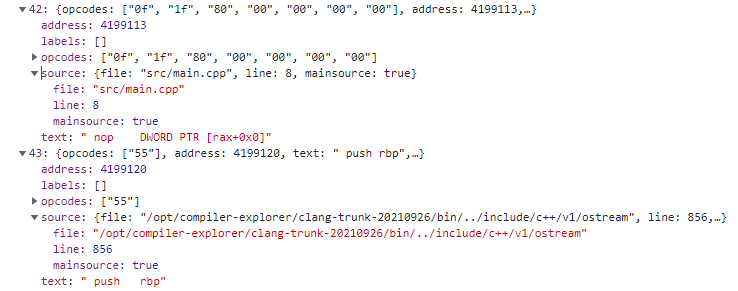 Use new source tag to allow asm lines to be tracked back to STL etc ...