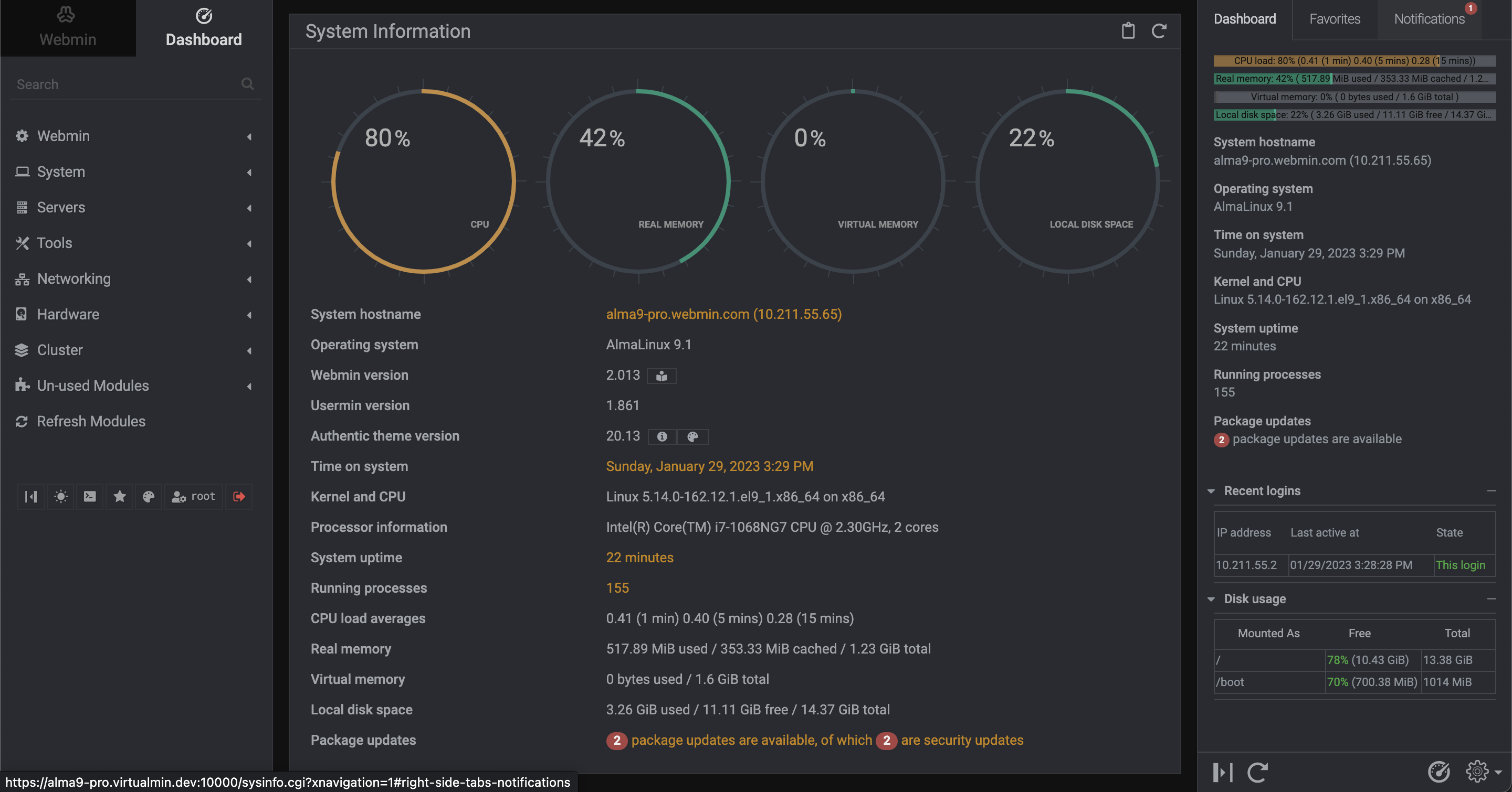 Dashboard screenshot