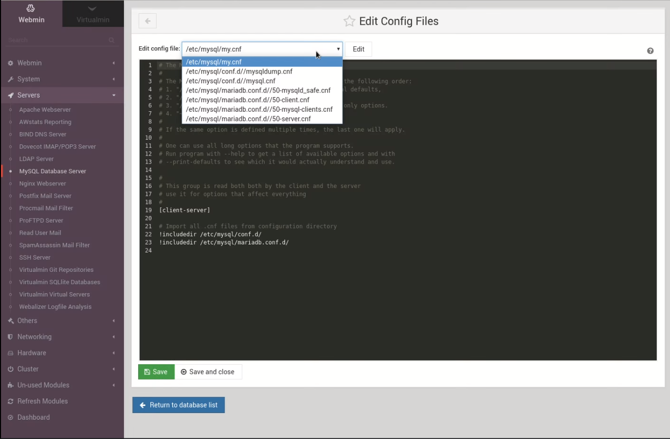 Mysql postgresql missing manually edit config file issue 766