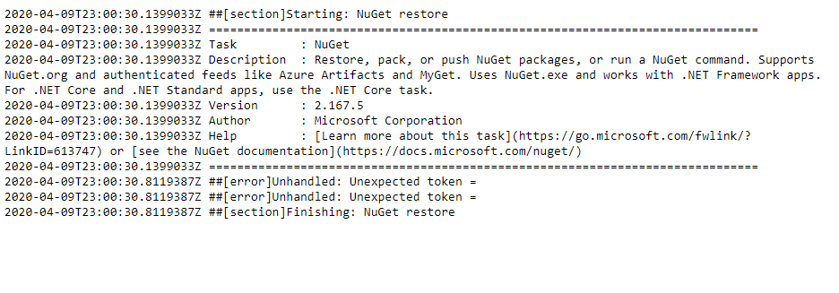 NuGet task 2.167.4 breaks with `##[error]Invalid Version: null` · Issue ...
