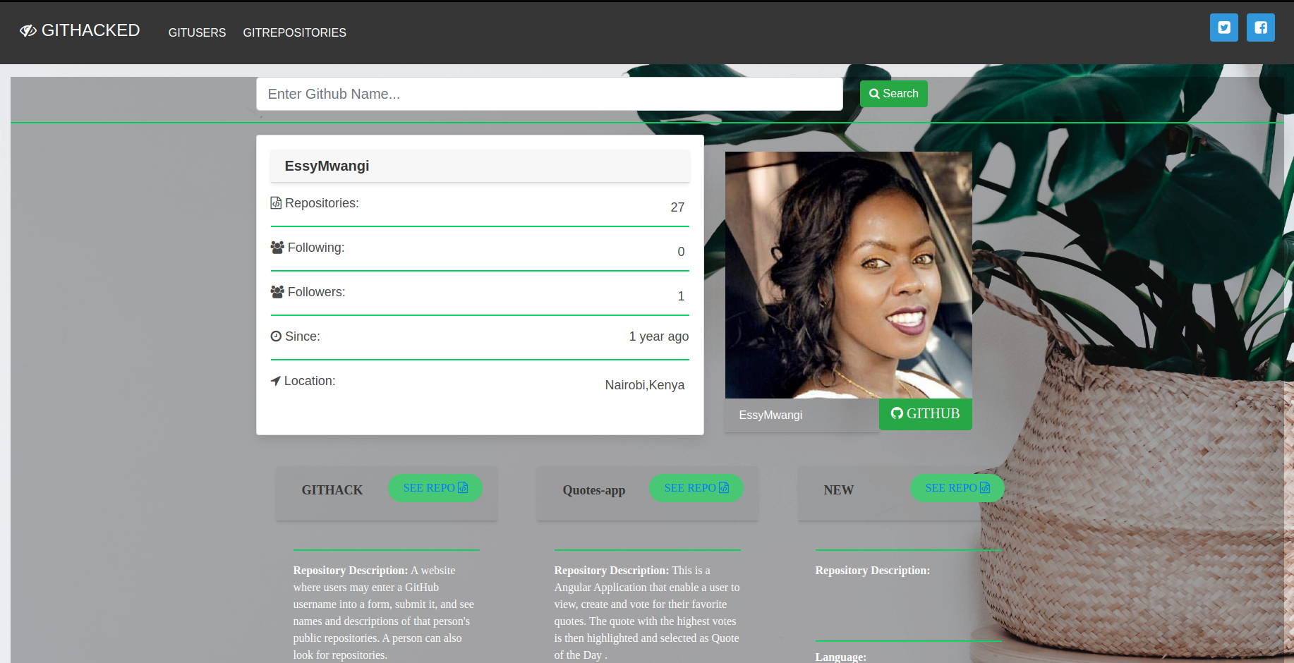 GitHub - EssyMwangi/GITHACK: A website where users may enter a GitHub ...