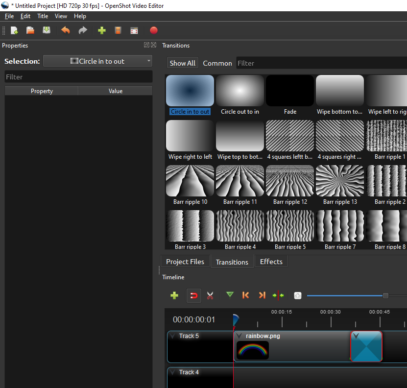 missing transition properties
