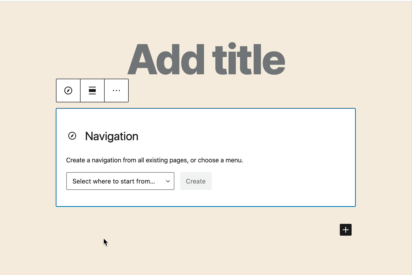 Improve the usability of the Navigation Block placeholder create from ...