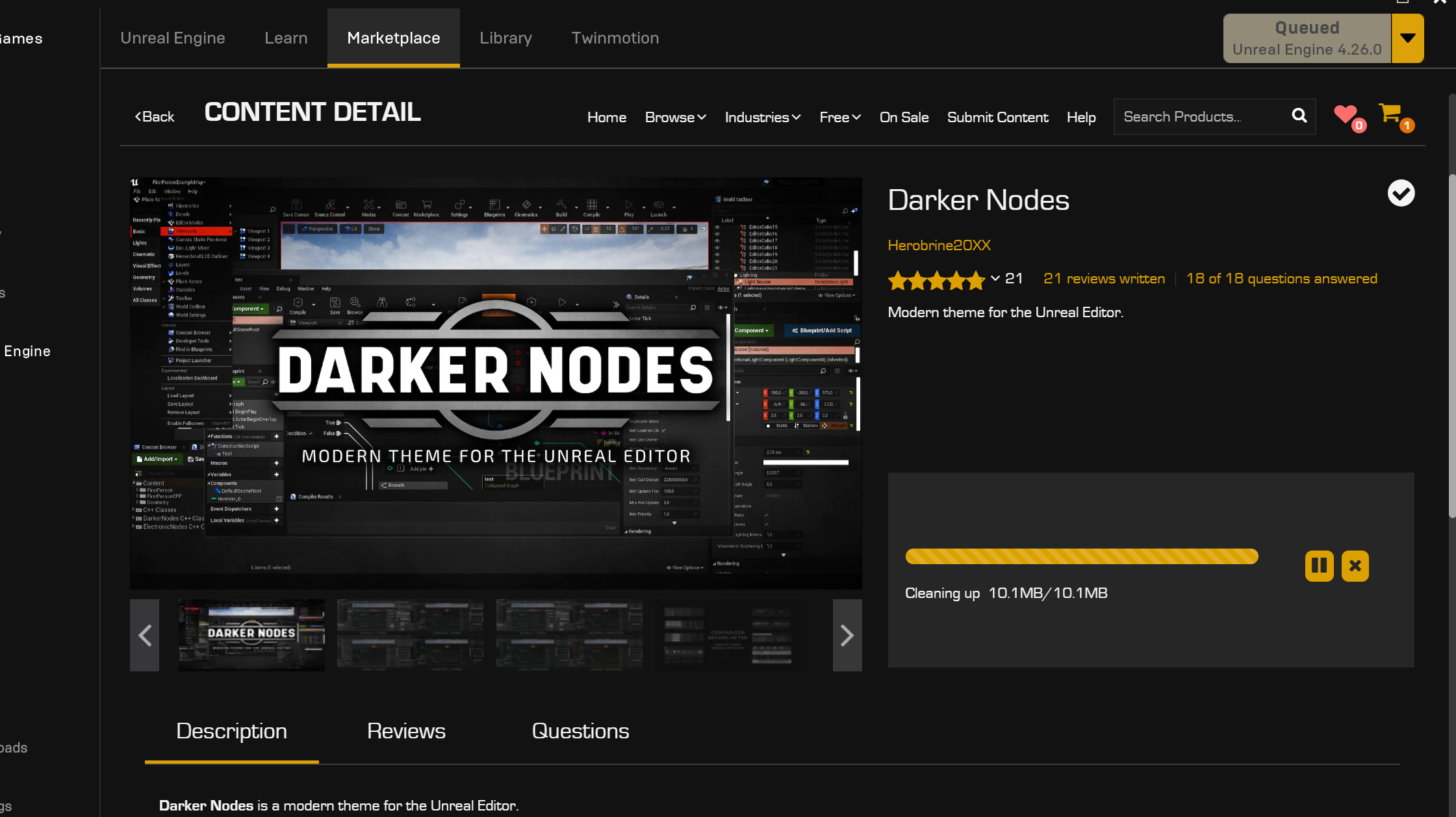 Installing through epic games launcher gets stuck at "cleaning up...." ·  Discussion #99 · hugoattal/DarkerNodes · GitHub