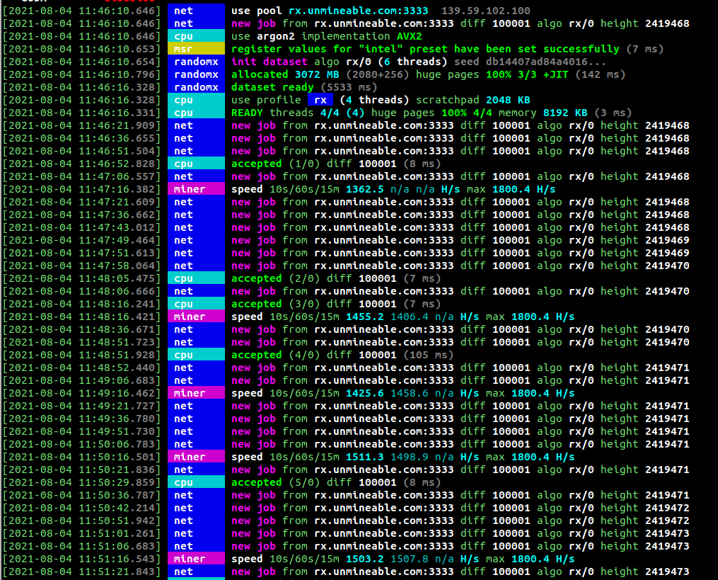 READY threads 4/4 (4) huge pages 0 0/8 memory 8192 KB (3 ms) · Issue