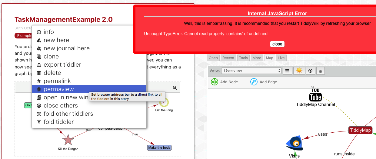 Tiddler Textmap exporting tiddler as HTML that contains a map will throw an error ...