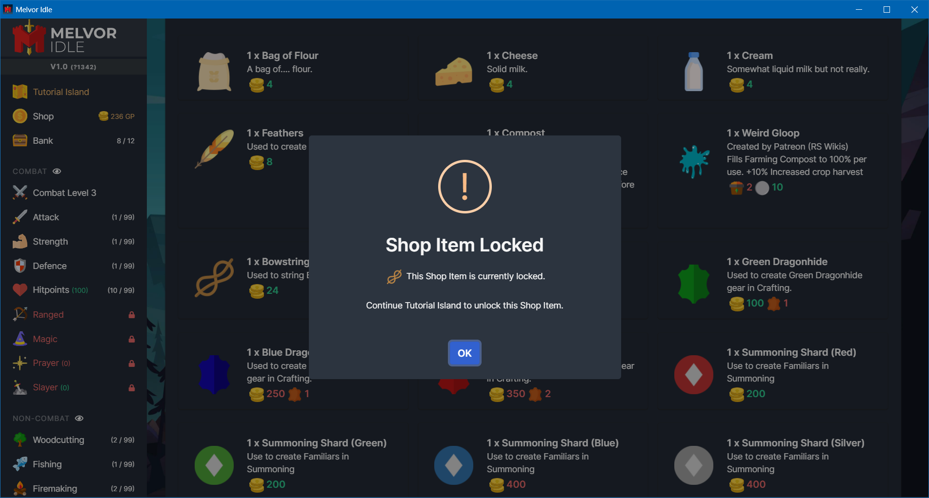 [Bug] Tutorial Island early completion of Bow fletching quest locks shop · Issue 1742