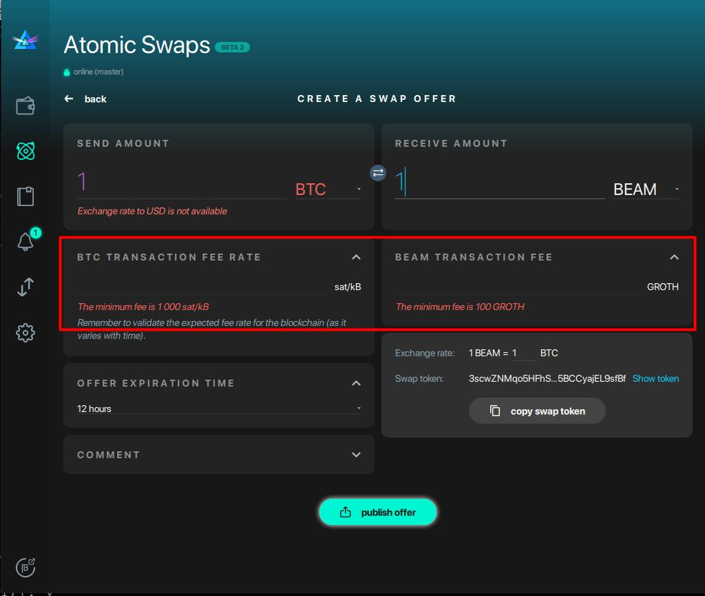 Atomic Swap - Create offer screen new design · Issue #115 · BeamMW/beam ...