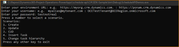 Dynamics 365 Project Operations Schedule API C# Sample - Code Samples ...