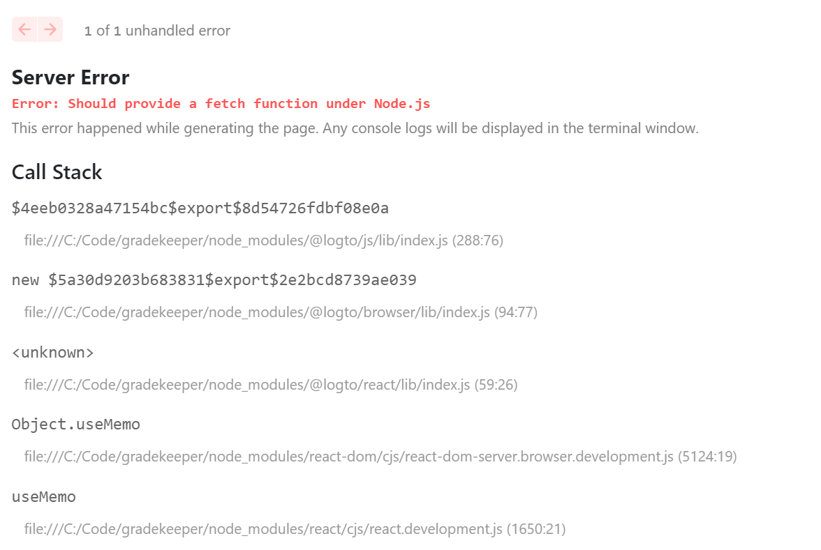 [Next.js] Error: Should provide a fetch function under Node.js · Issue ...