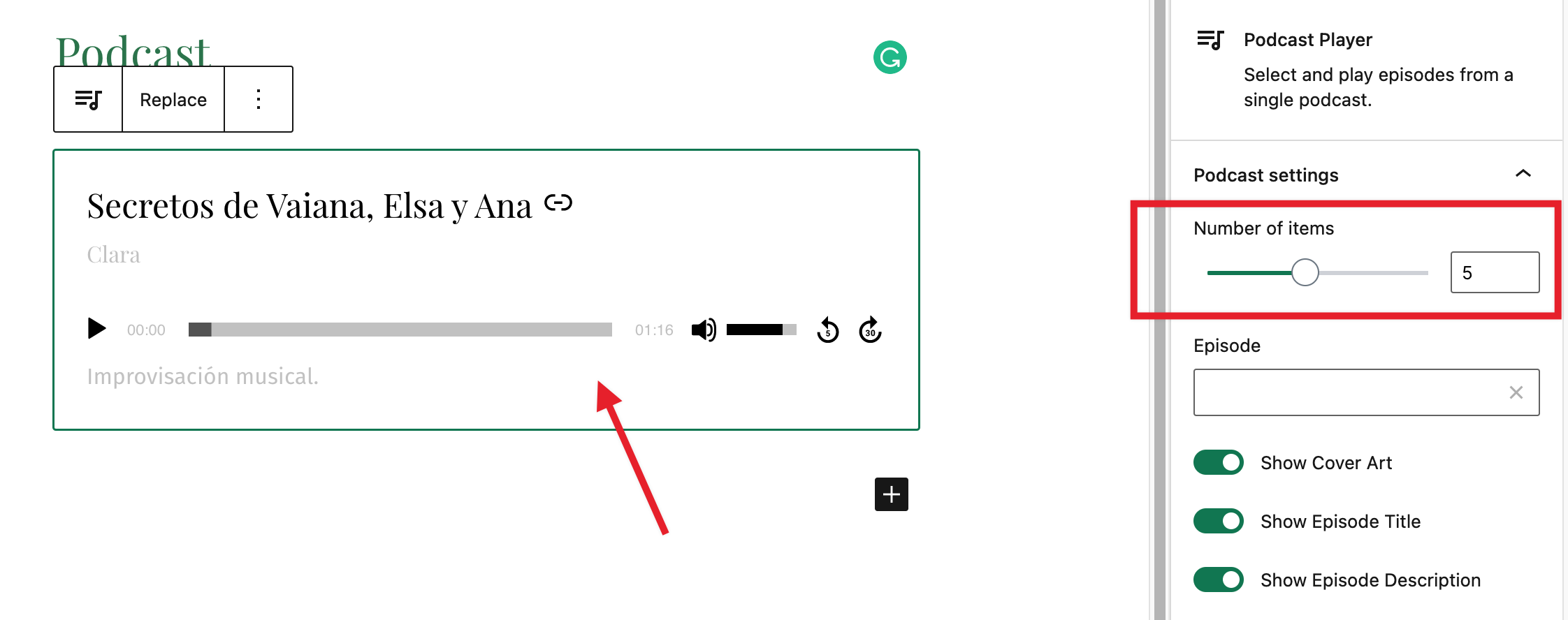podcast-block-number-of-items