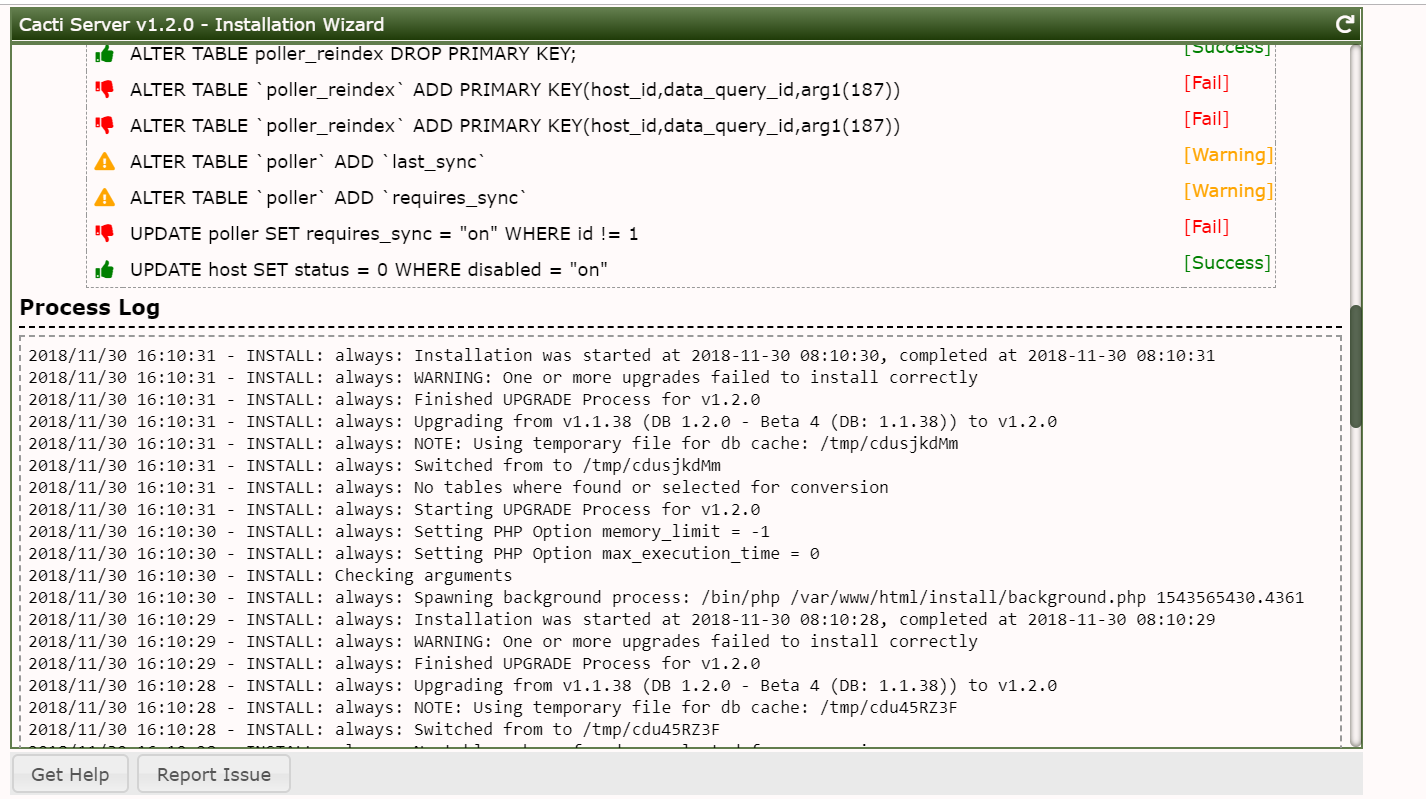 Upgrade shows error during final step · Issue #2192 · Cacti/cacti · GitHub