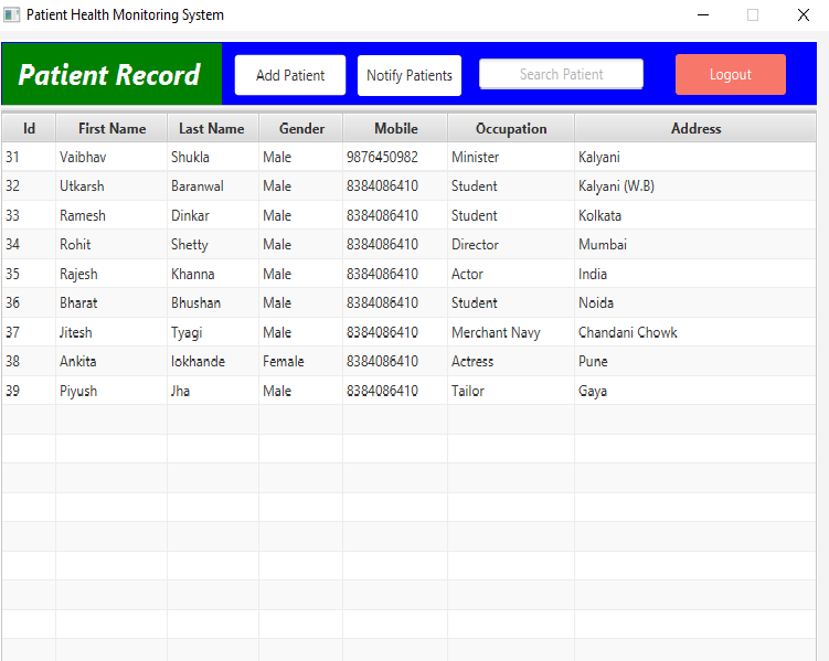 GitHub lksh97/PatientHealthMonitoringSystem A GUI based