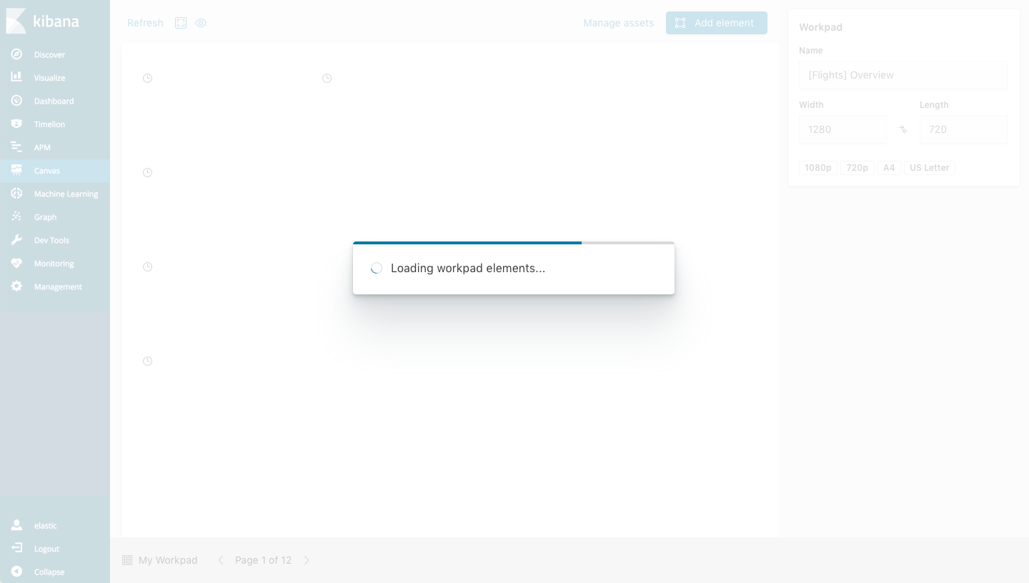 canvas - workpad loading - modal