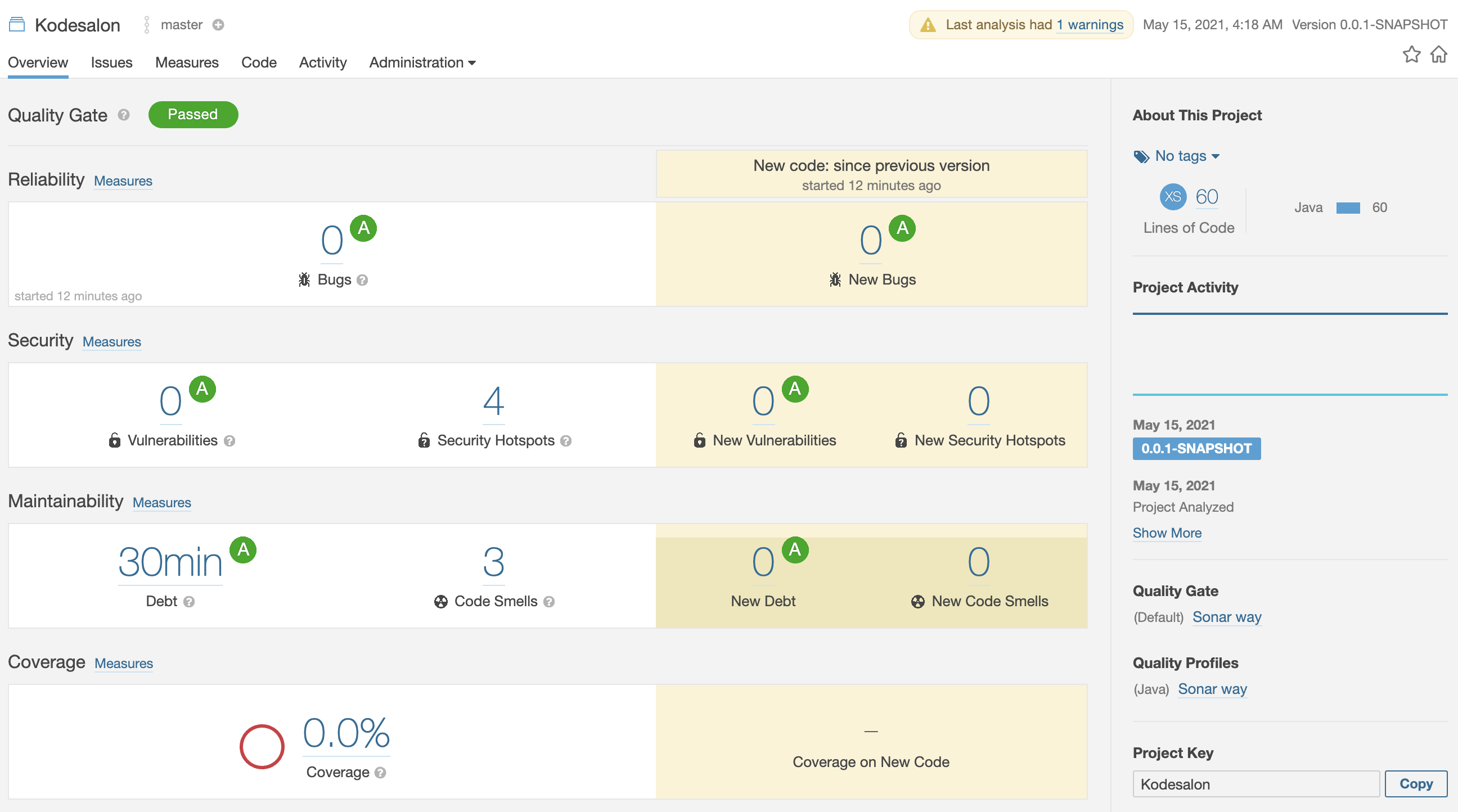 sonarqube result