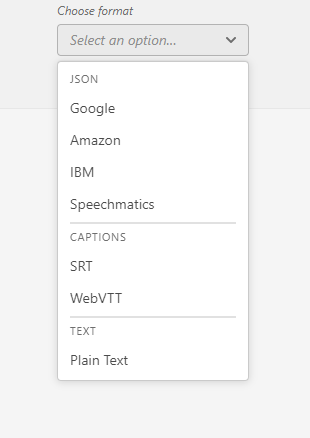 Menus for adding a transcript to the transcript pane in TIM