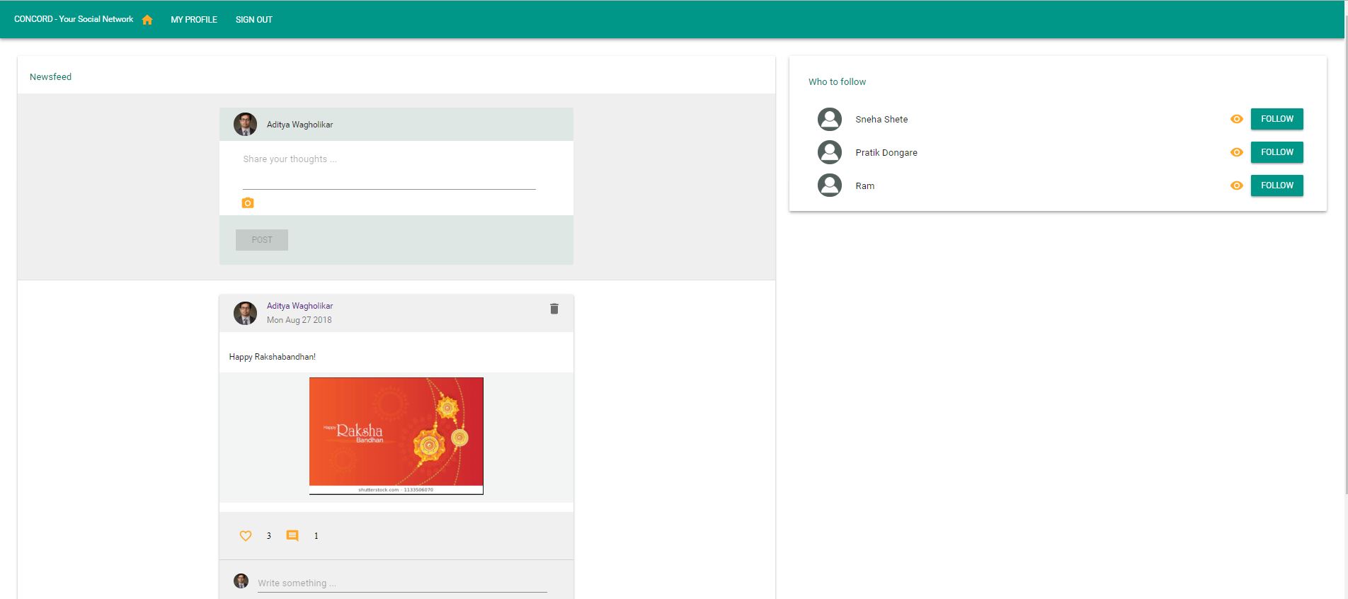 GitHub - waditya/Concord: Concord is a social media app with basic ...