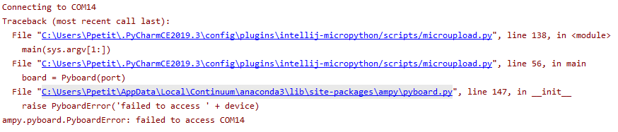 ampy.pyboard.PyboardError: failed to access COM5 · Issue #99 ...