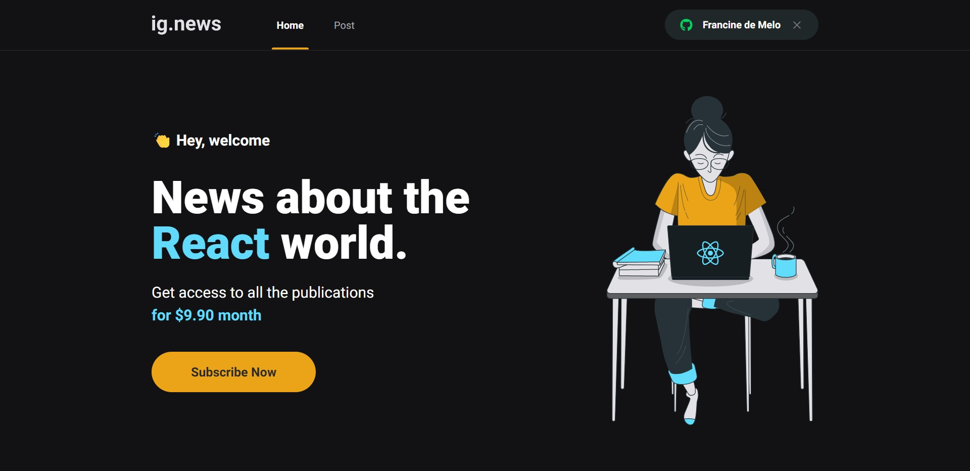 GitHub - demellon/ignews: Projeto desenvolvido no Ignite da Rocketseat
