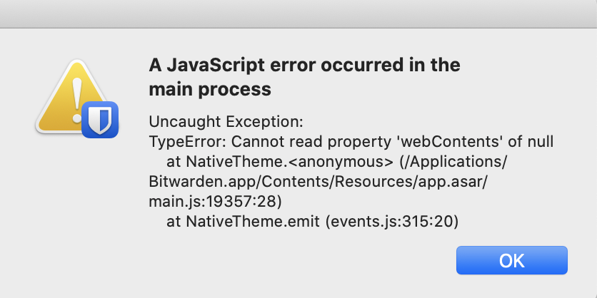 Javascript exception while coming from sleep · Issue #927 · bitwarden ...