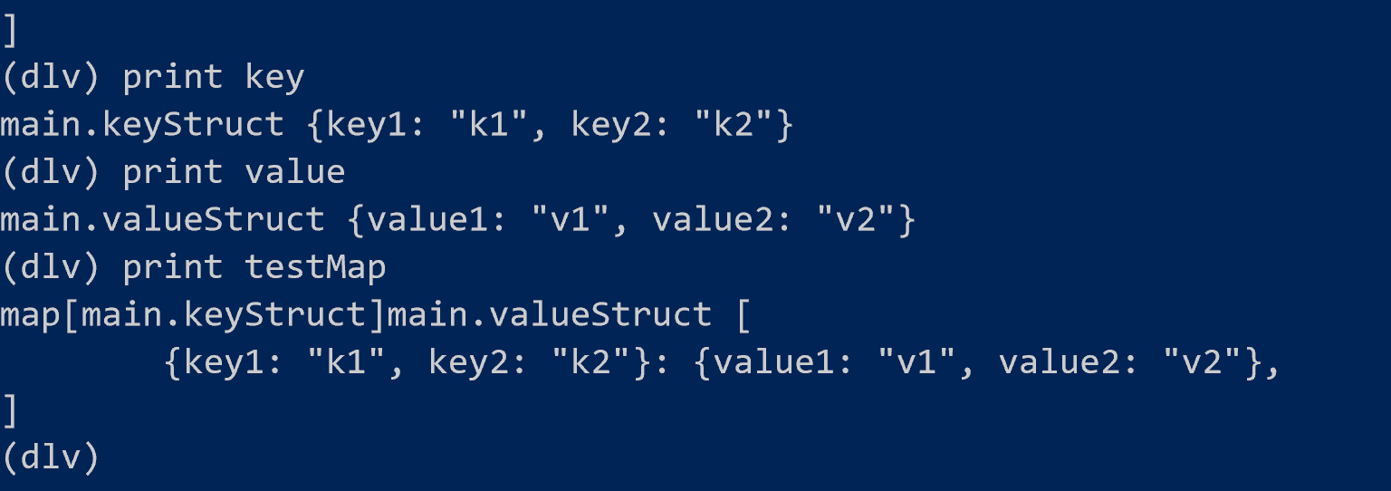 With delve remote-debugging on vscode unable to print maps/structures ...