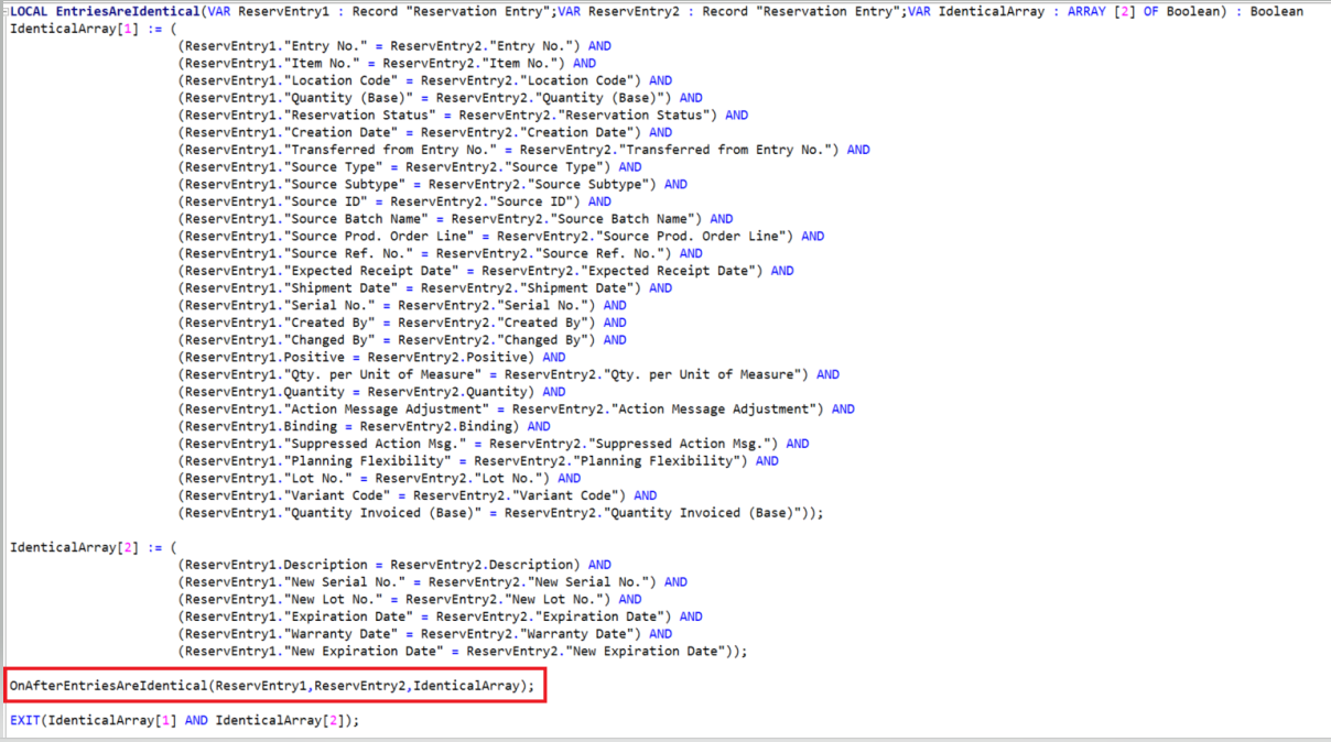 Event request in Page 6510 Item Tracking Lines on EntriesAreIdentical ...