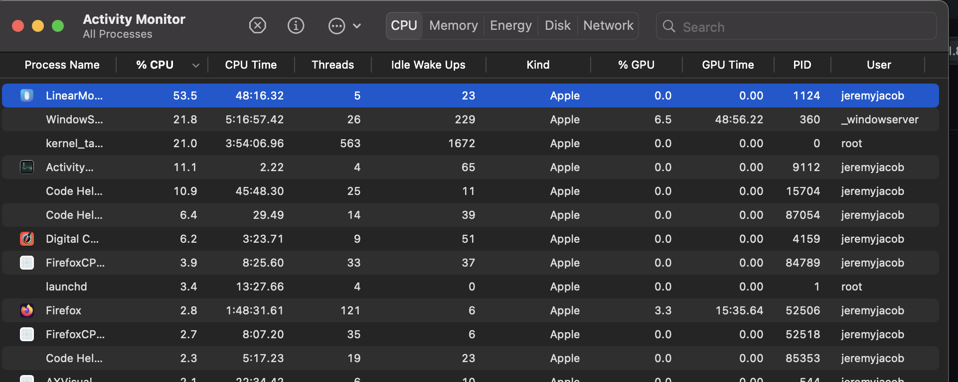 LinearMouse using 50%+ CPU · Issue #377 · linearmouse/linearmouse · GitHub