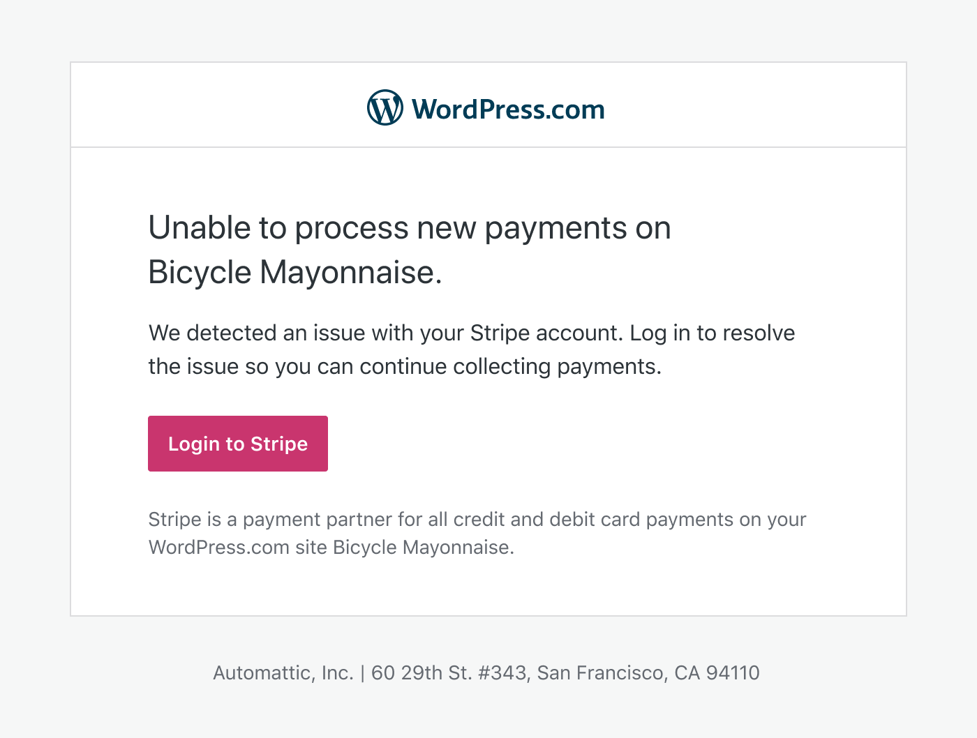 Unable to process subscription