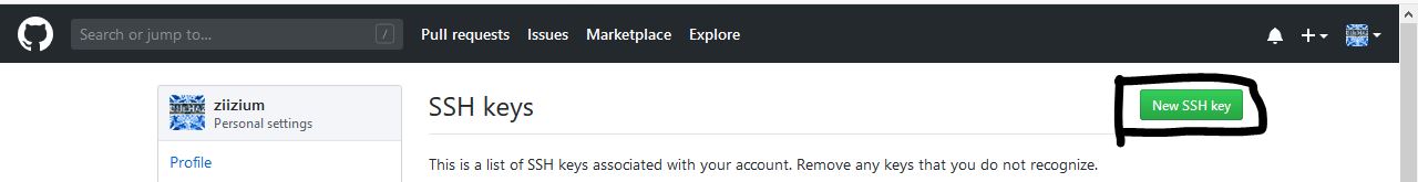 Create New SSH key