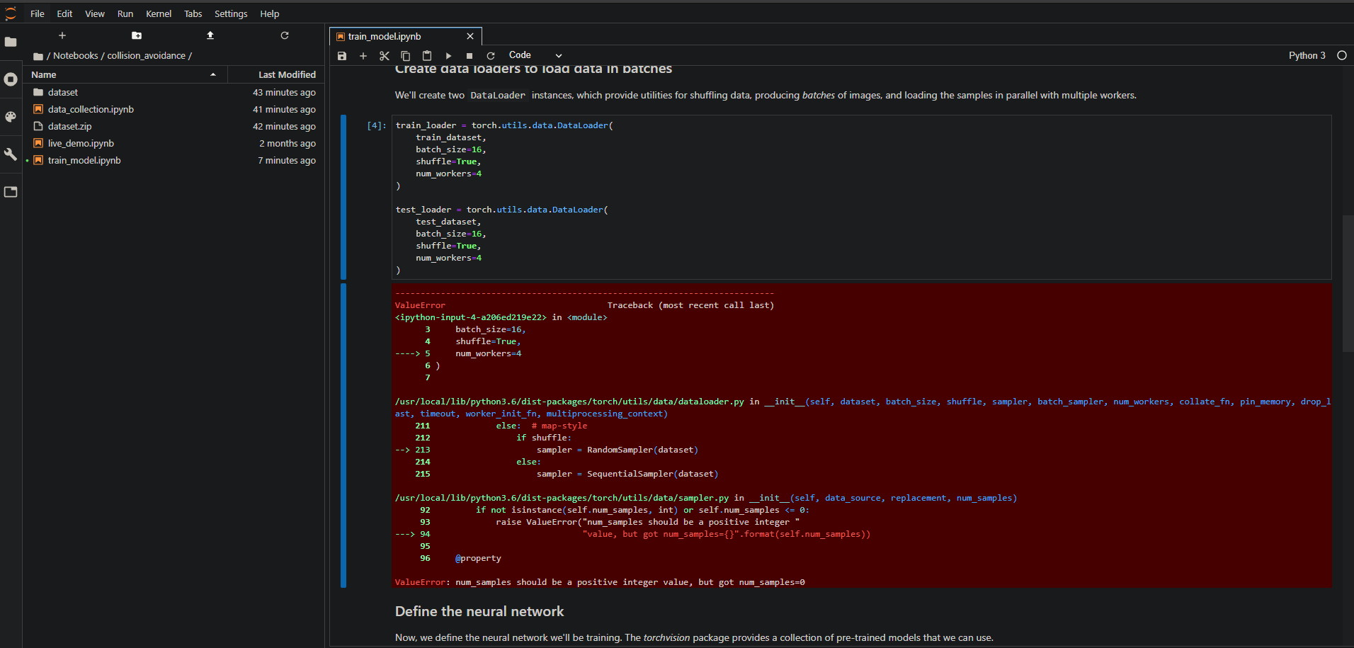 JetBot Train Model Error: Num_Samples should be a positive integer ...