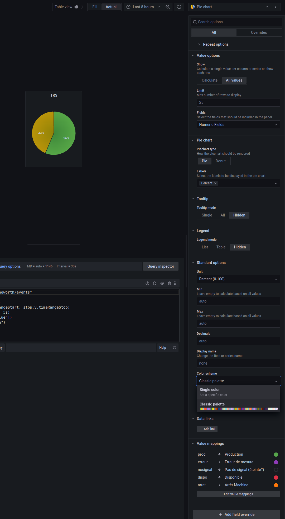 Value mapping with color doesn't match in Pie Chart · Issue 46416
